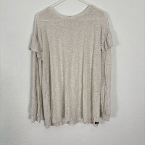 Matilda Jane Light Heathered Grey Ruffle Shoulder Long Sleeve Top